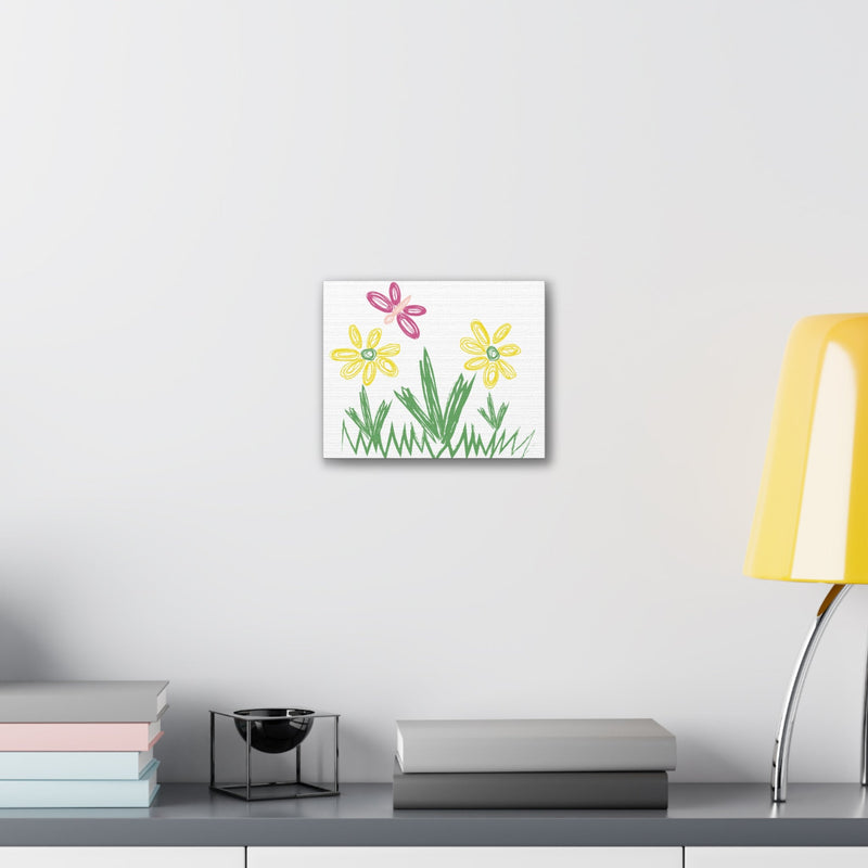 “Framed wall print with child’s colorful drawing and artist name underneath”  “Custom canvas print featuring child’s crayon drawing — gallery-style wall decor”  “Personalized art piece made from hand-drawn rainbow by toddler”