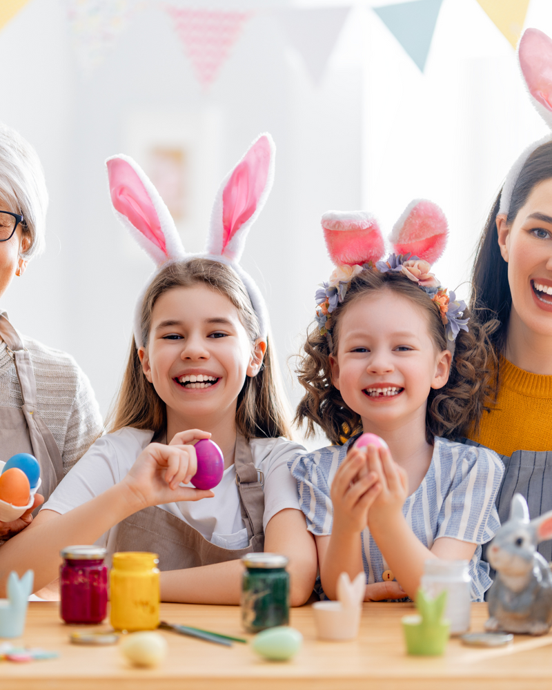 “Personalized Easter mug with toddler’s hand-drawn bunny and flowers”  “Custom family Easter t-shirts with kids' artwork – Little Bunny Crew set”