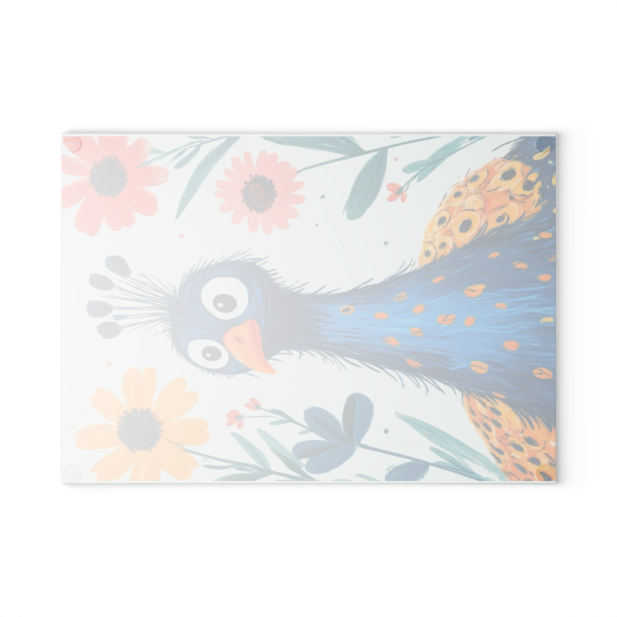 Colorful Peacock Glass Cutting Board - Vibrant Kitchen Decor, Unique Housewarming Gift