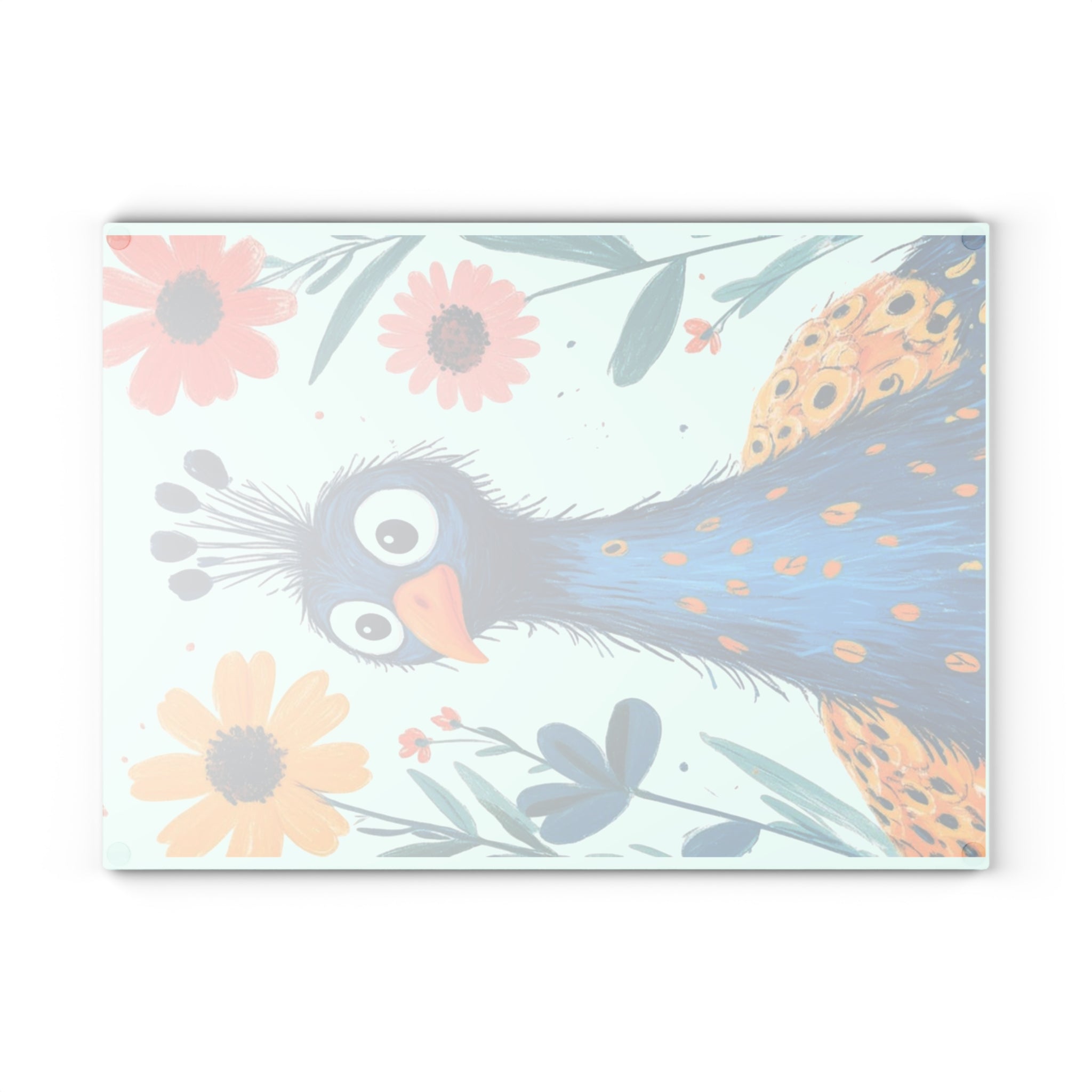 Colorful Peacock Glass Cutting Board - Vibrant Kitchen Decor, Unique Housewarming Gift