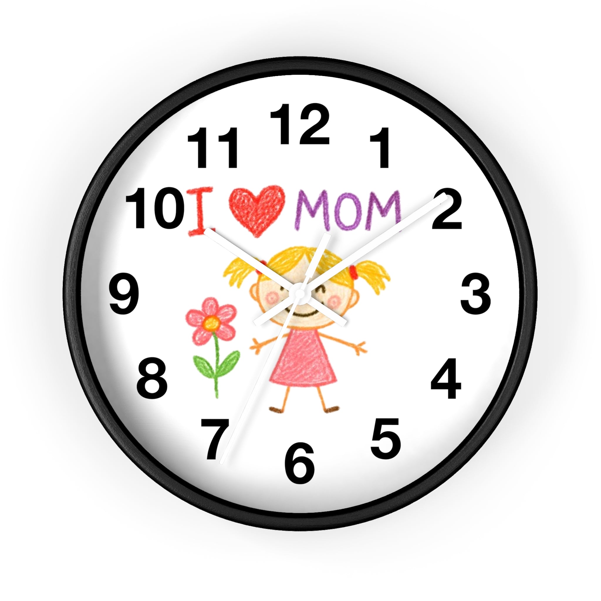 Custom Kids’ Art Cartoon Wall Clock – White, Black, or Wooden Frame