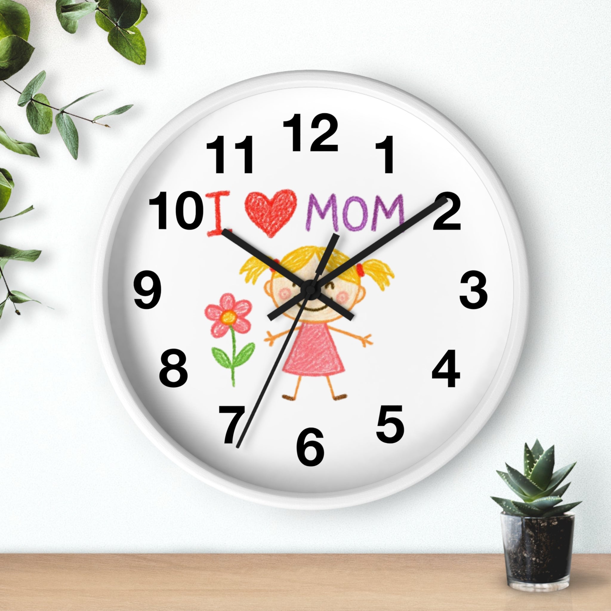 Custom Kids’ Art Cartoon Wall Clock – White, Black, or Wooden Frame