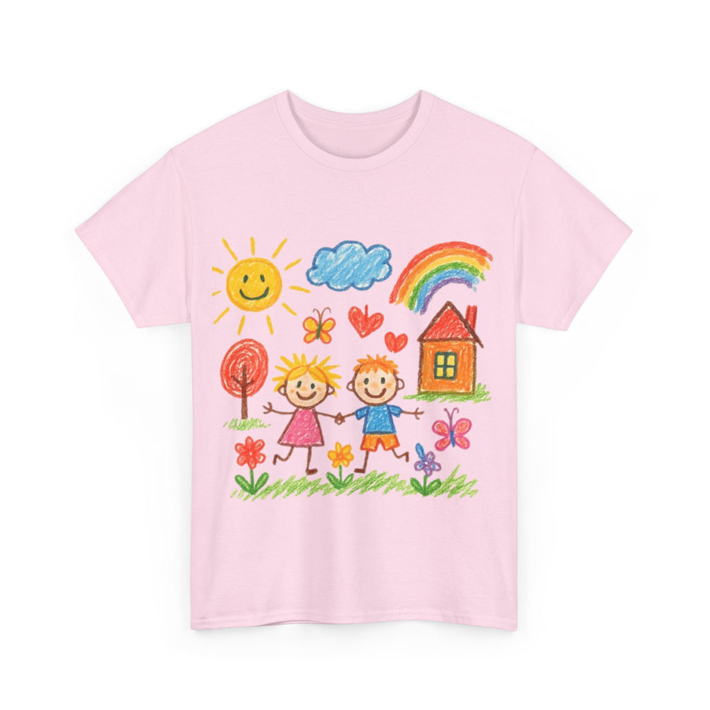 Unisex Custom Kids Drawing Heavy Cotton Tee Shirt - Personalized Family Gift