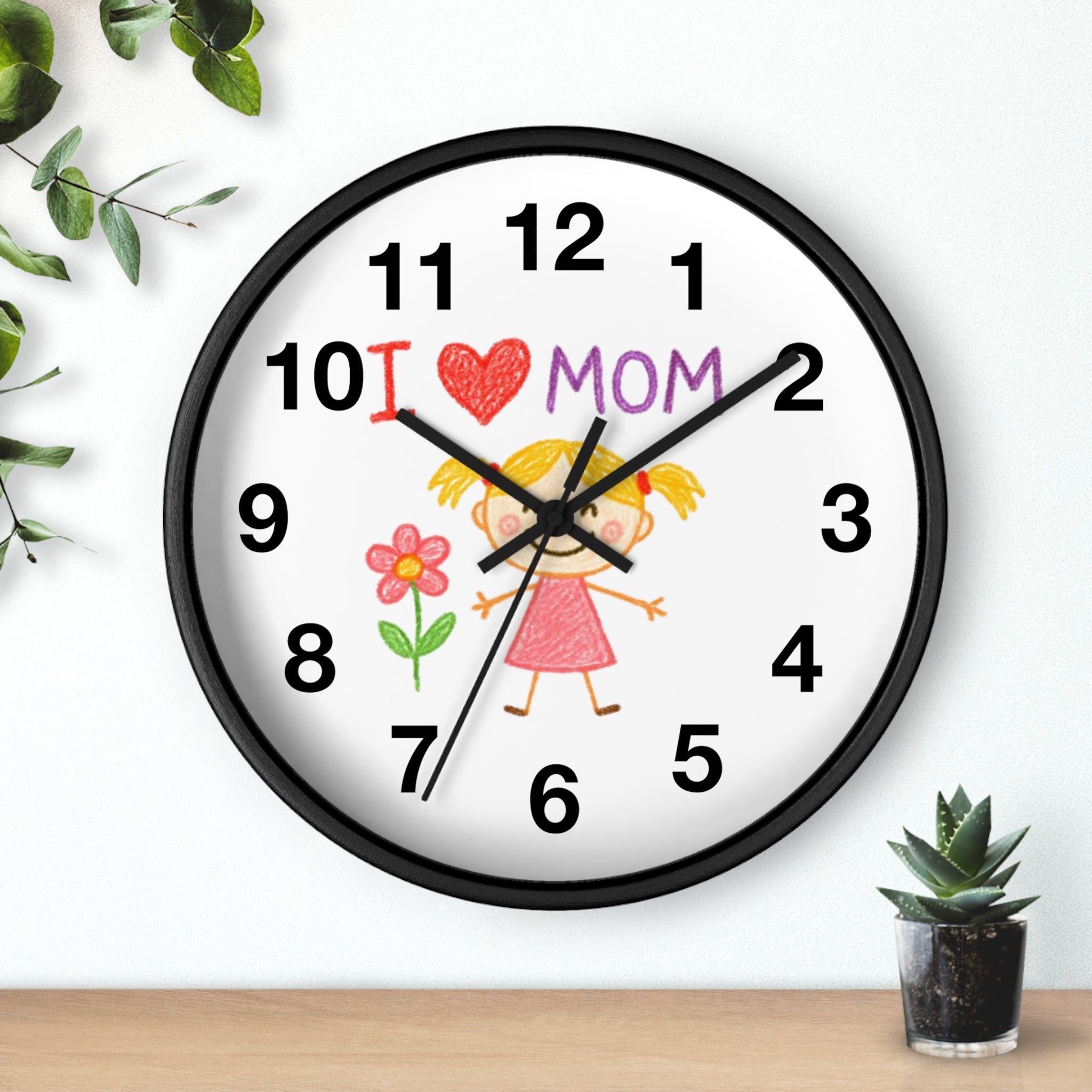 Custom Kids’ Art Cartoon Wall Clock – White, Black, or Wooden Frame