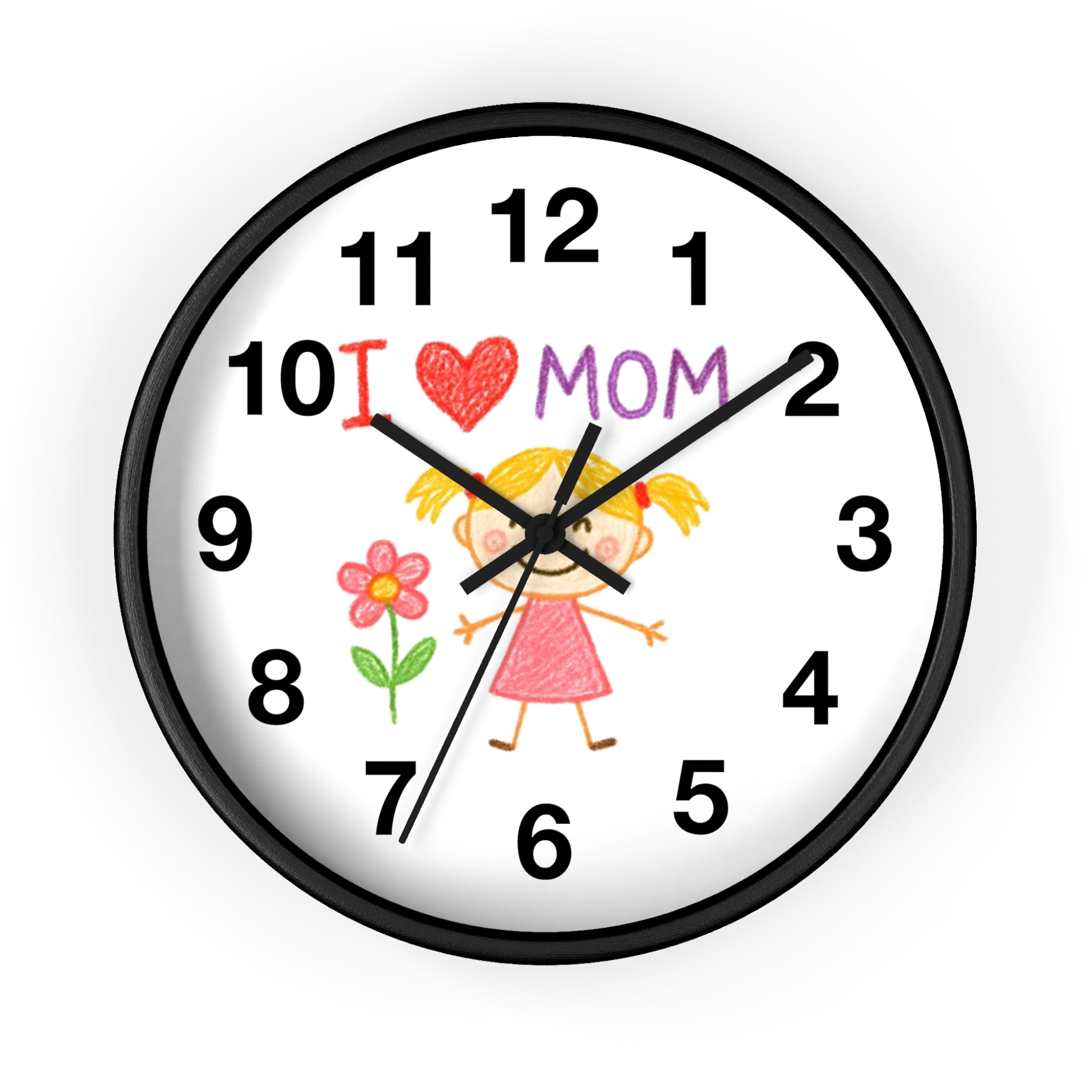 Custom Kids’ Art Cartoon Wall Clock – White, Black, or Wooden Frame