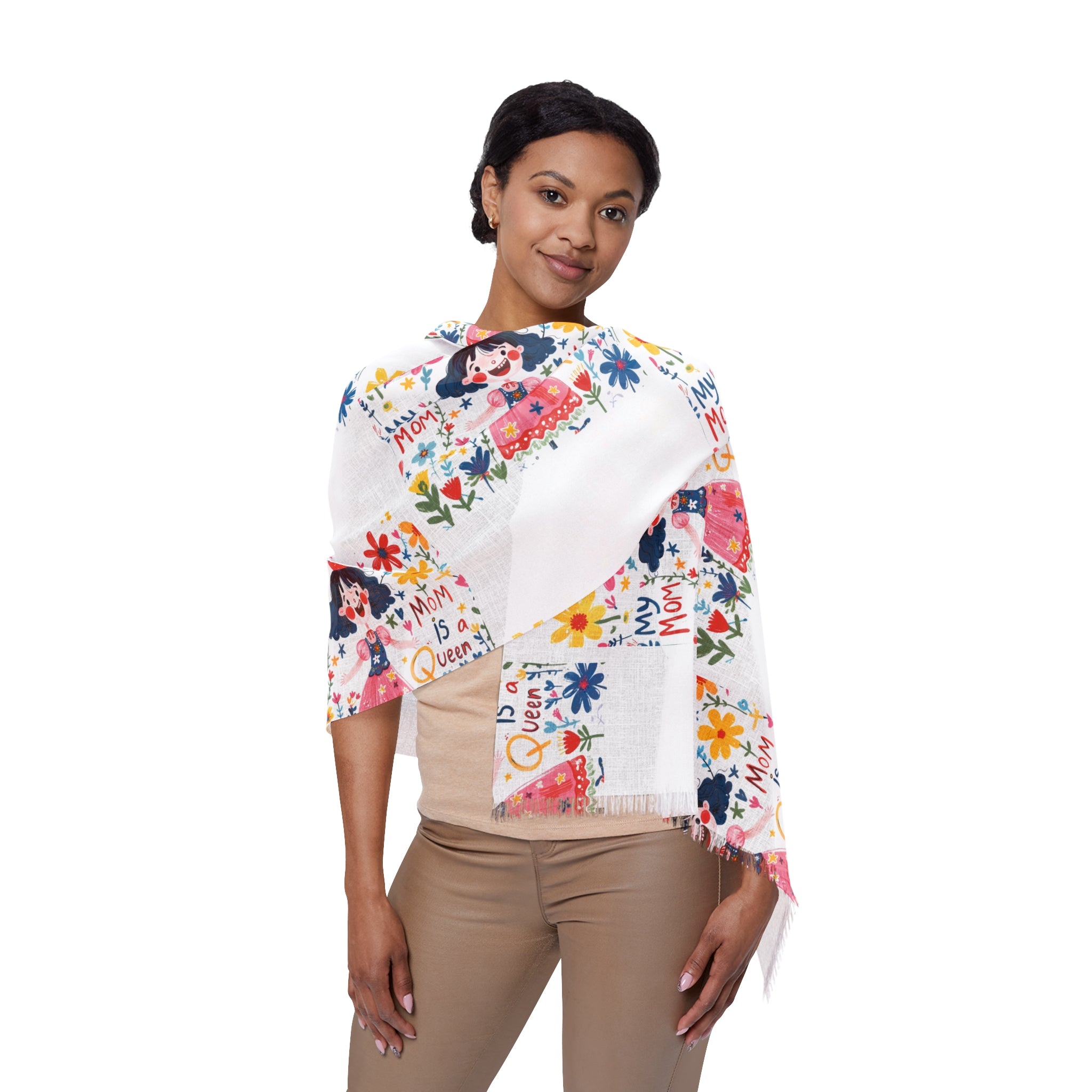 Women’s Custom Kids’ Art Light Scarf, Personalized Gift, Polyester