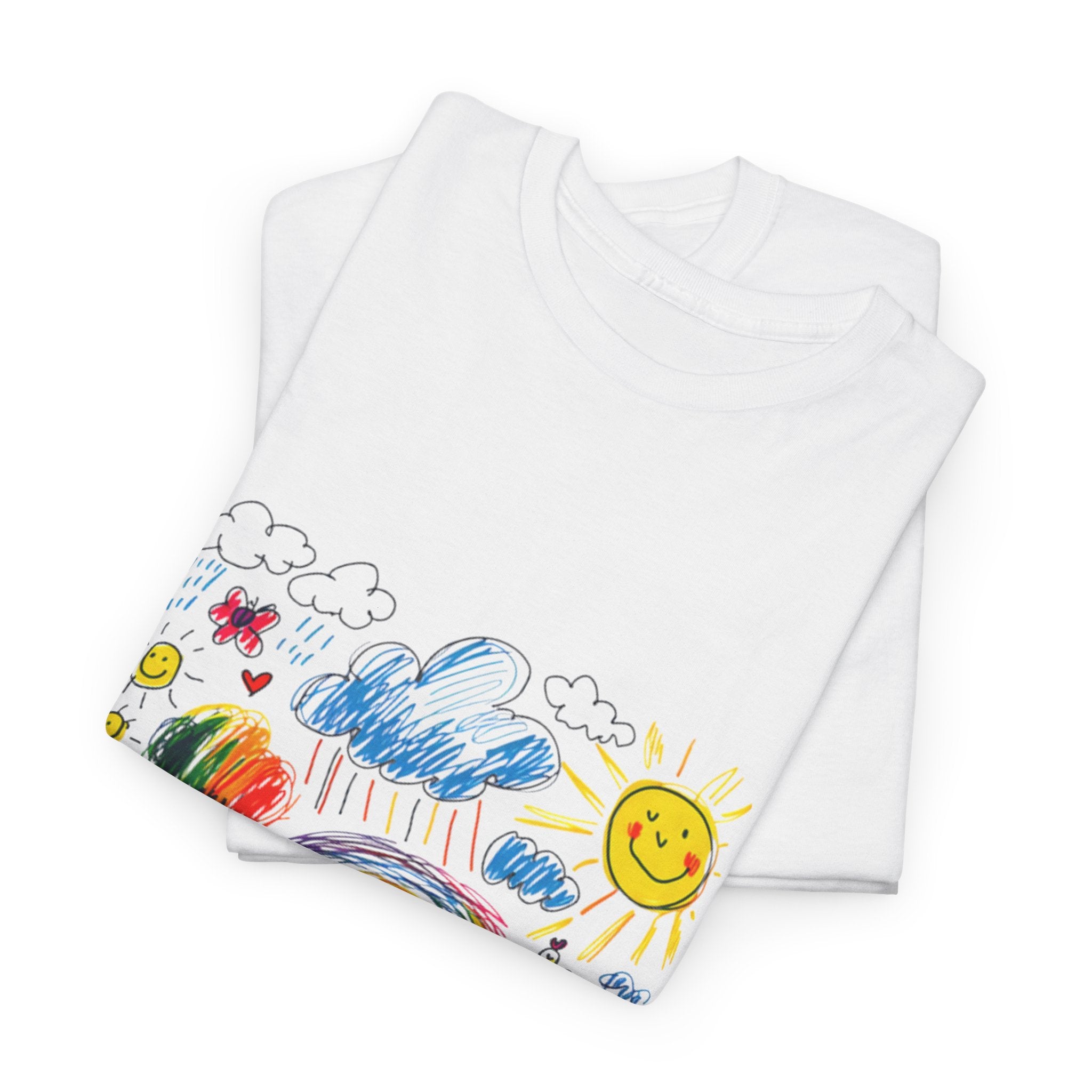 Unisex Heavy Cotton T-Shirt with Custom Kids’ Art, Personalized Gift