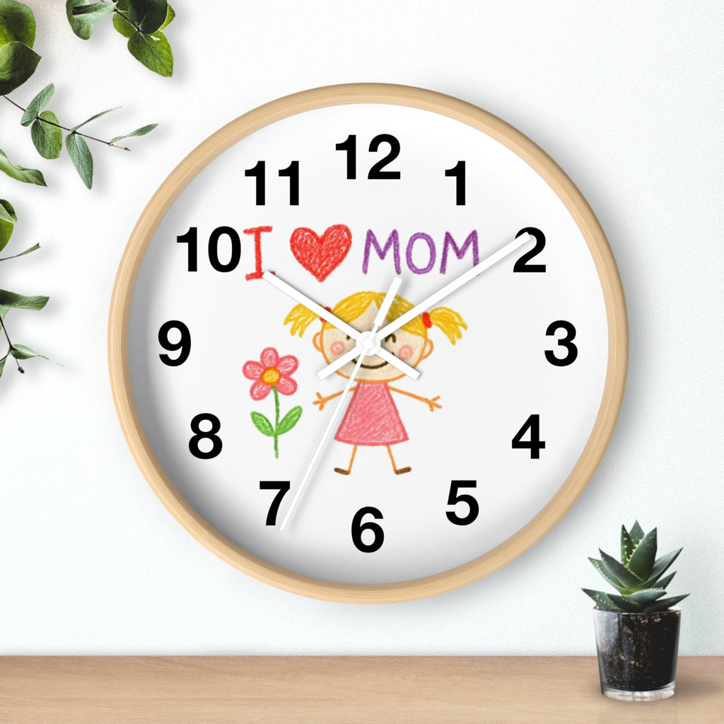 Custom Kids’ Art Cartoon Wall Clock – White, Black, or Wooden Frame