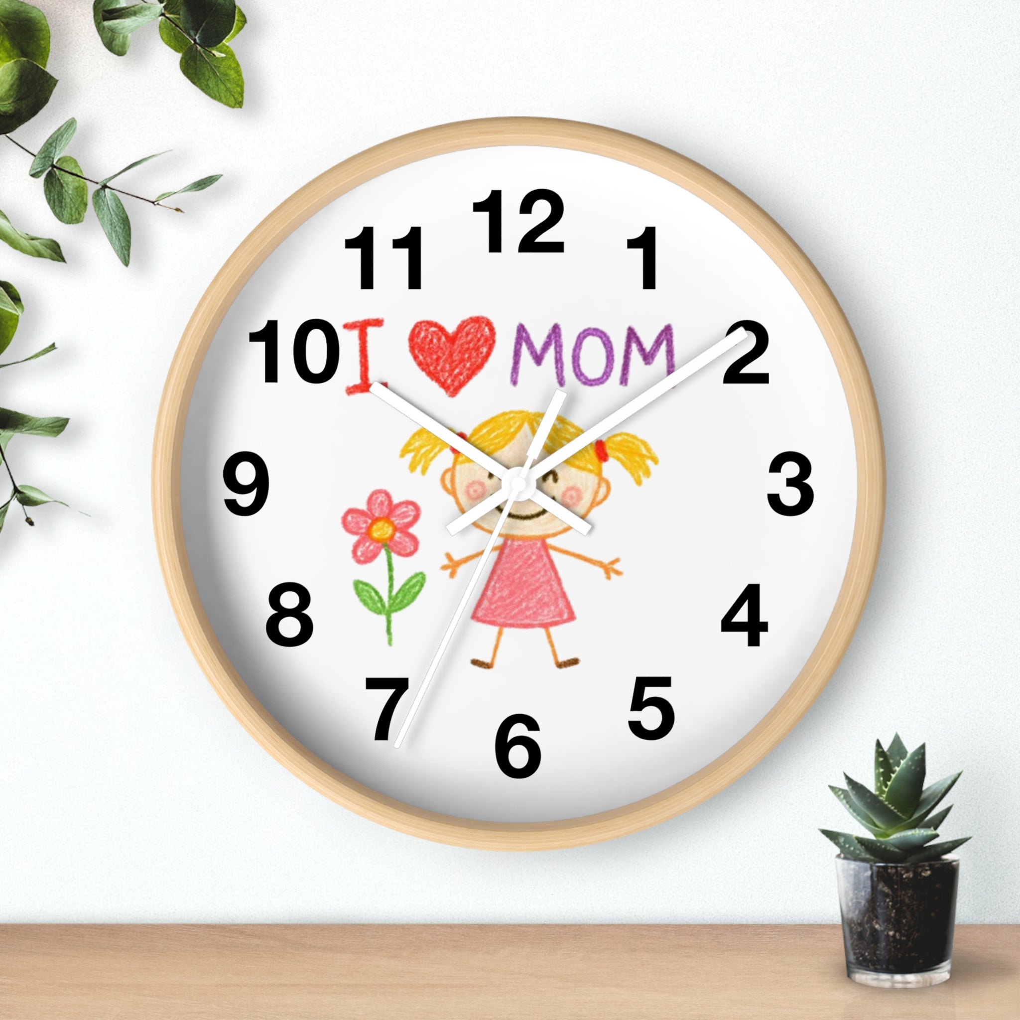 Custom Kids’ Art Cartoon Wall Clock – White, Black, or Wooden Frame