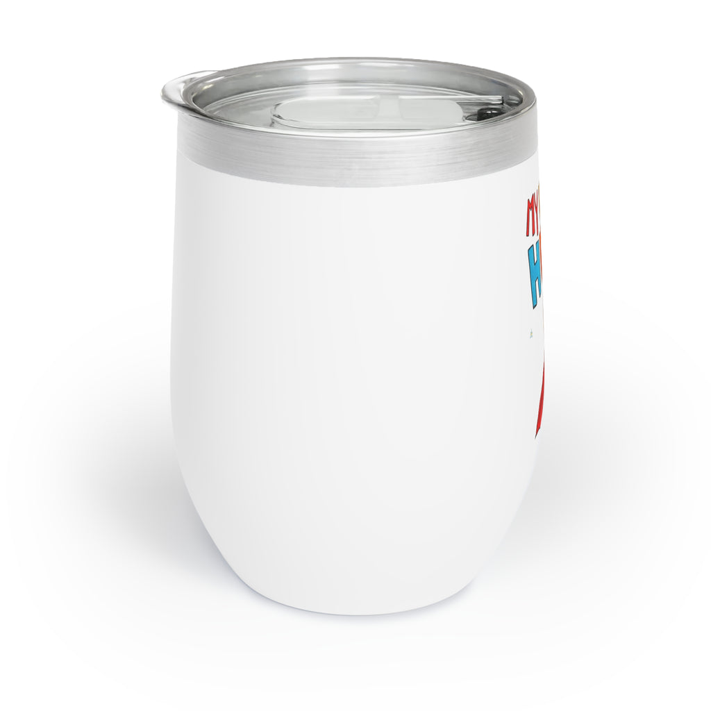 Men’s Custom Kids’ Art Wine Tumbler, Personalized Dad Gift, 12oz Steel