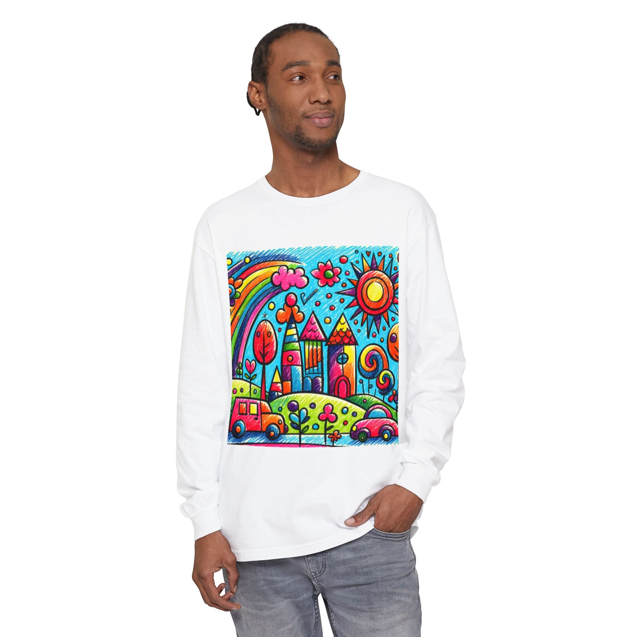 Unisex Custom Kids’ Art Long Sleeve Tee, Personalized Cotton Gif