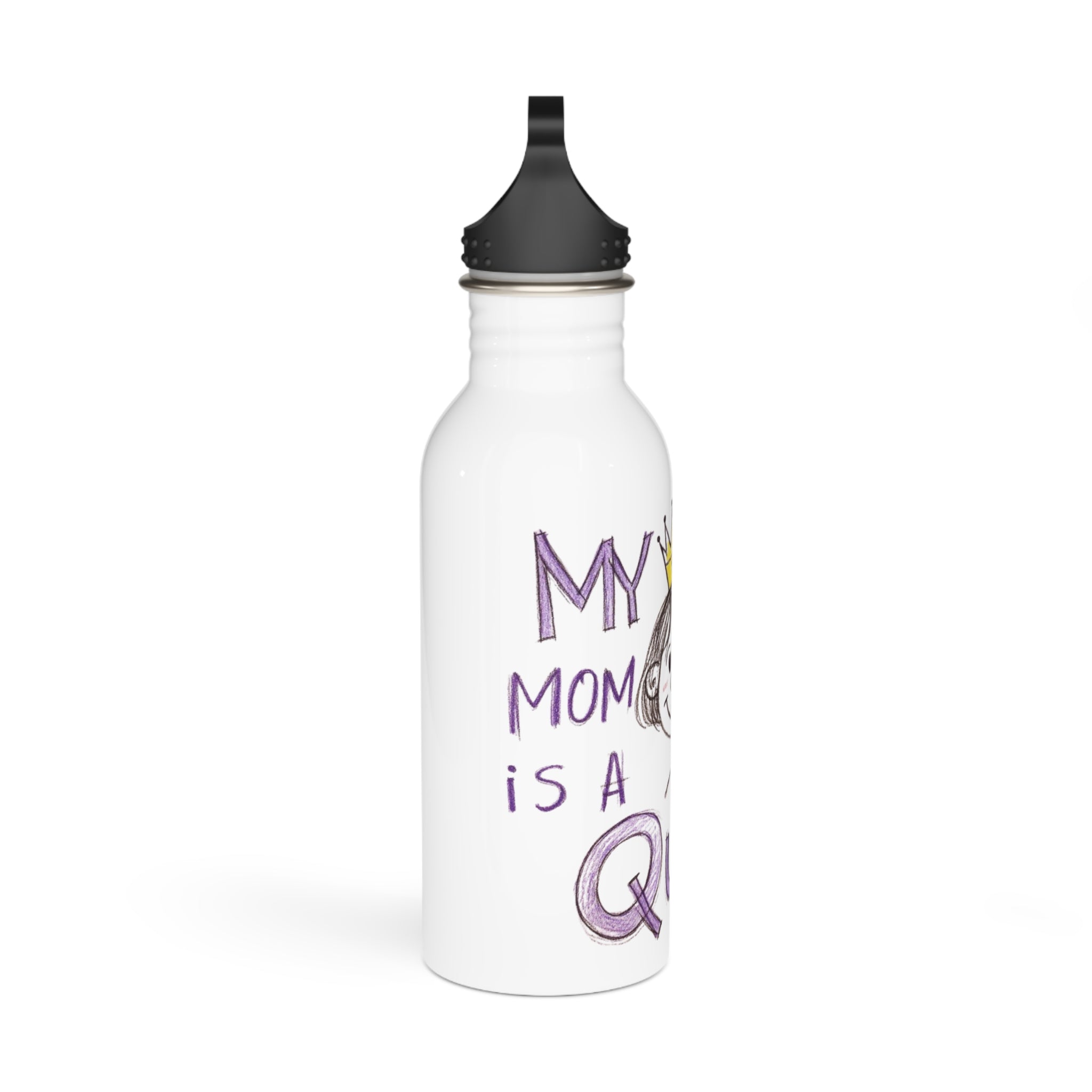 Women’s Custom Kids’ Art Water Bottle, Personalized Mom Gift, 20oz Steel