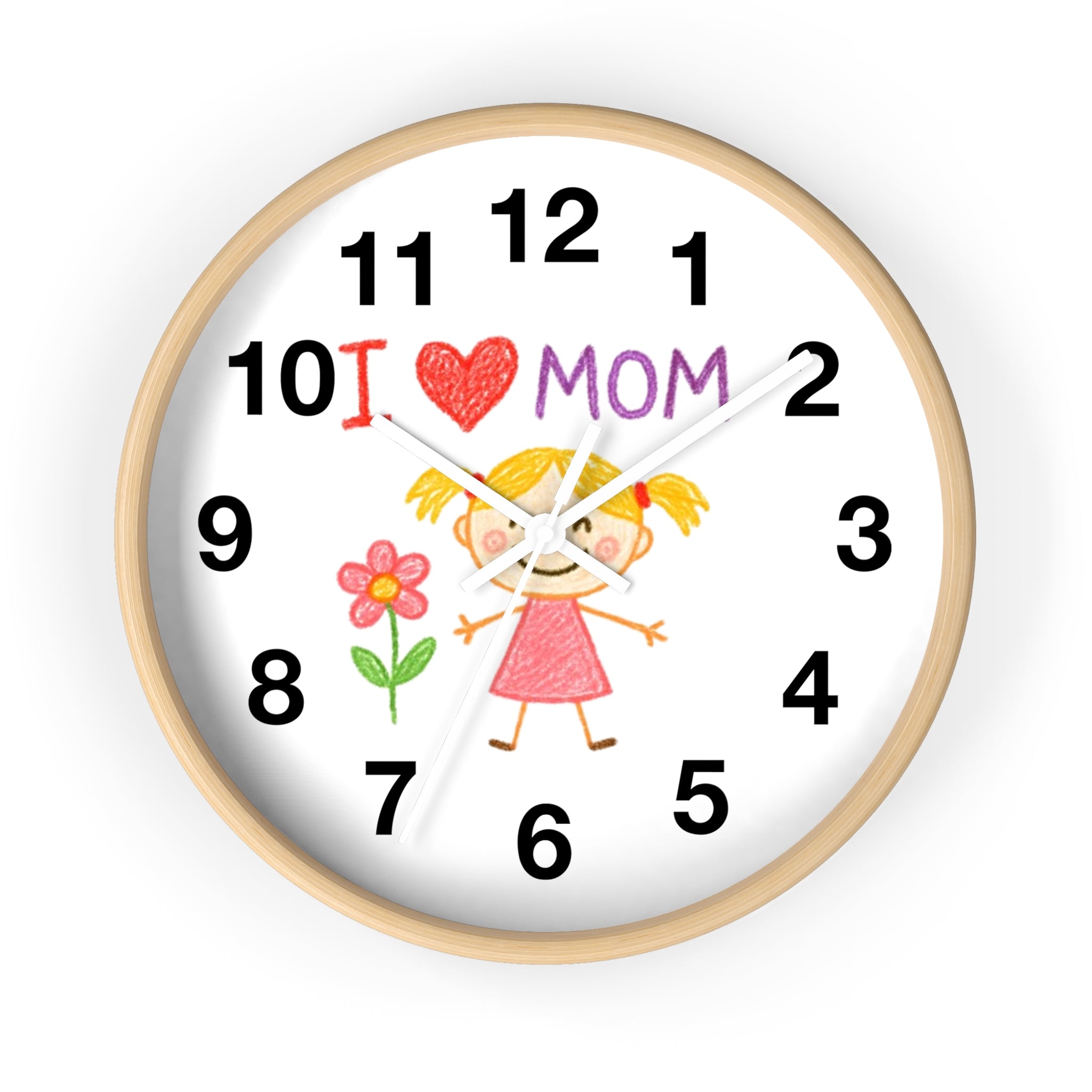 Custom Kids’ Art Cartoon Wall Clock – White, Black, or Wooden Frame