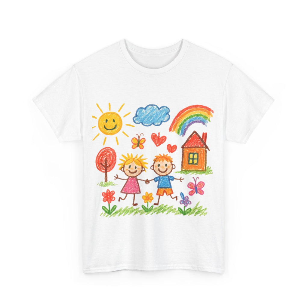 Unisex Custom Kids Drawing Heavy Cotton Tee Shirt - Personalized Family Gift