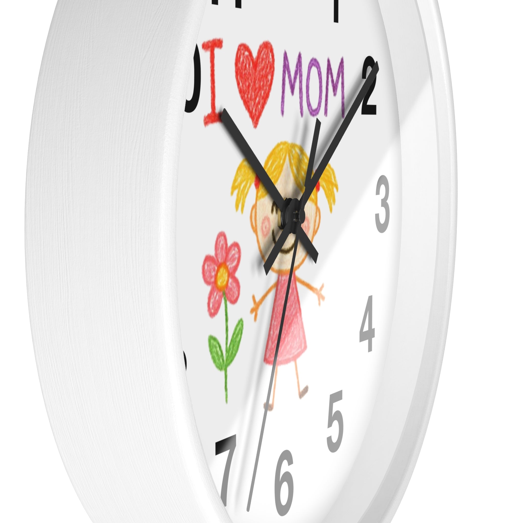 Custom Kids’ Art Cartoon Wall Clock – White, Black, or Wooden Frame