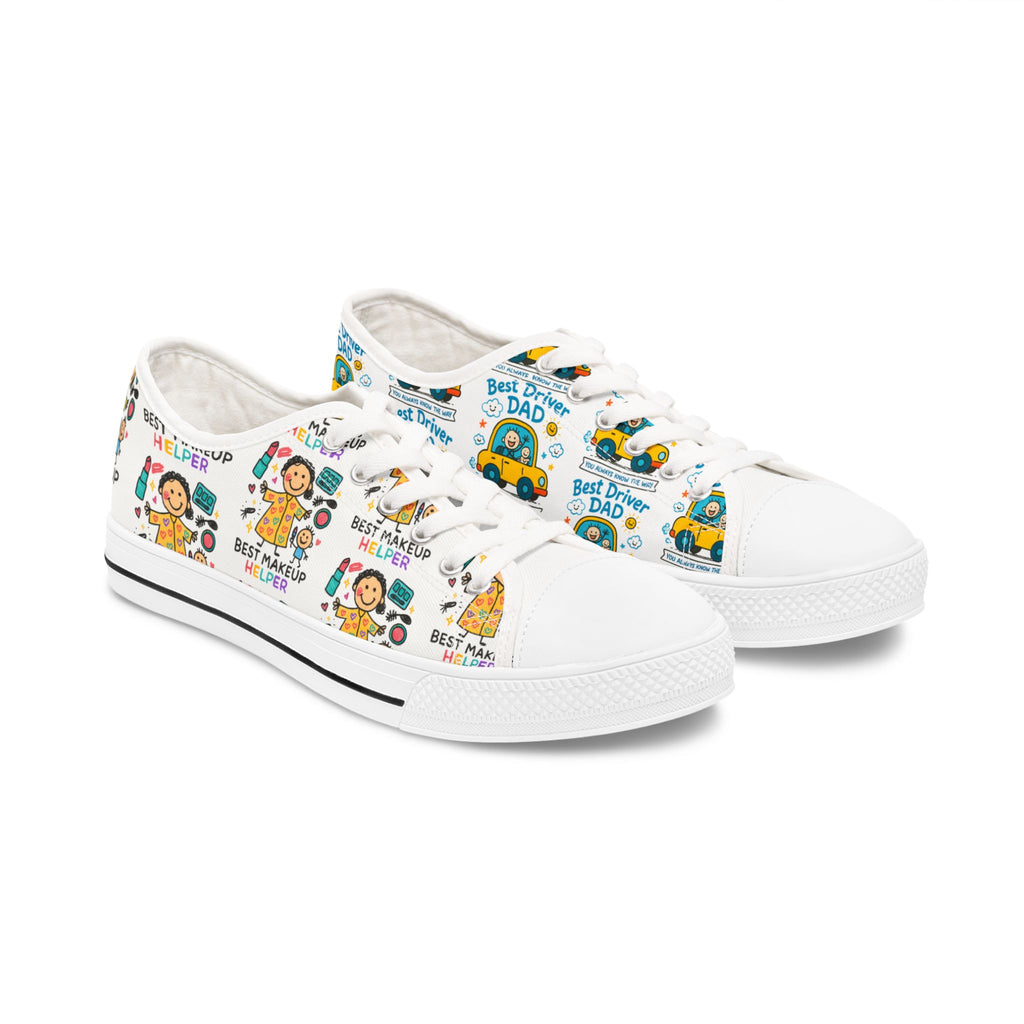 Women’s Custom Kids’ Art Low Top Sneakers, Personalized Canvas Gift