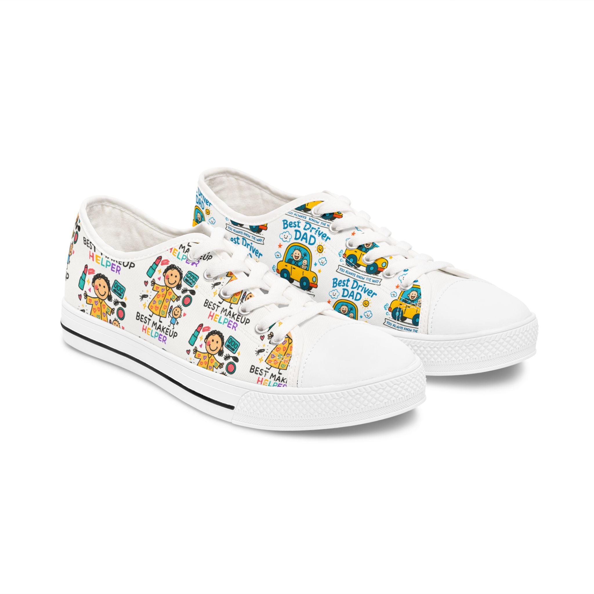Women’s Custom Kids’ Art Low Top Sneakers, Personalized Canvas Gift