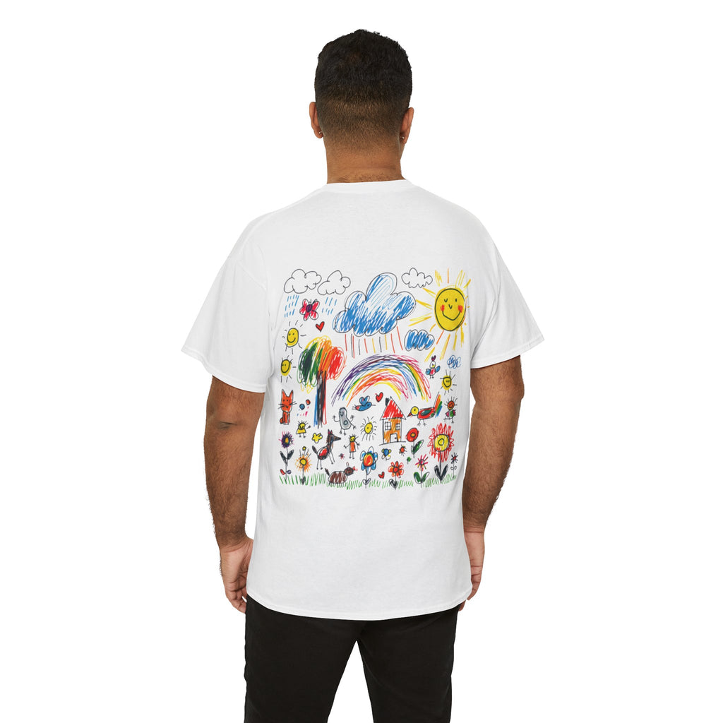 Unisex Heavy Cotton T-Shirt with Custom Kids’ Art, Personalized Gift