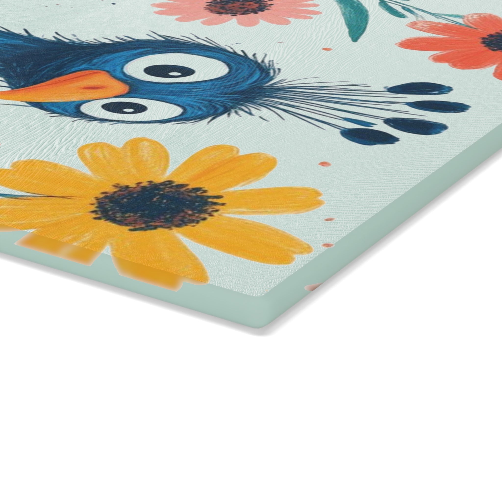 Colorful Peacock Glass Cutting Board - Vibrant Kitchen Decor, Unique Housewarming Gift