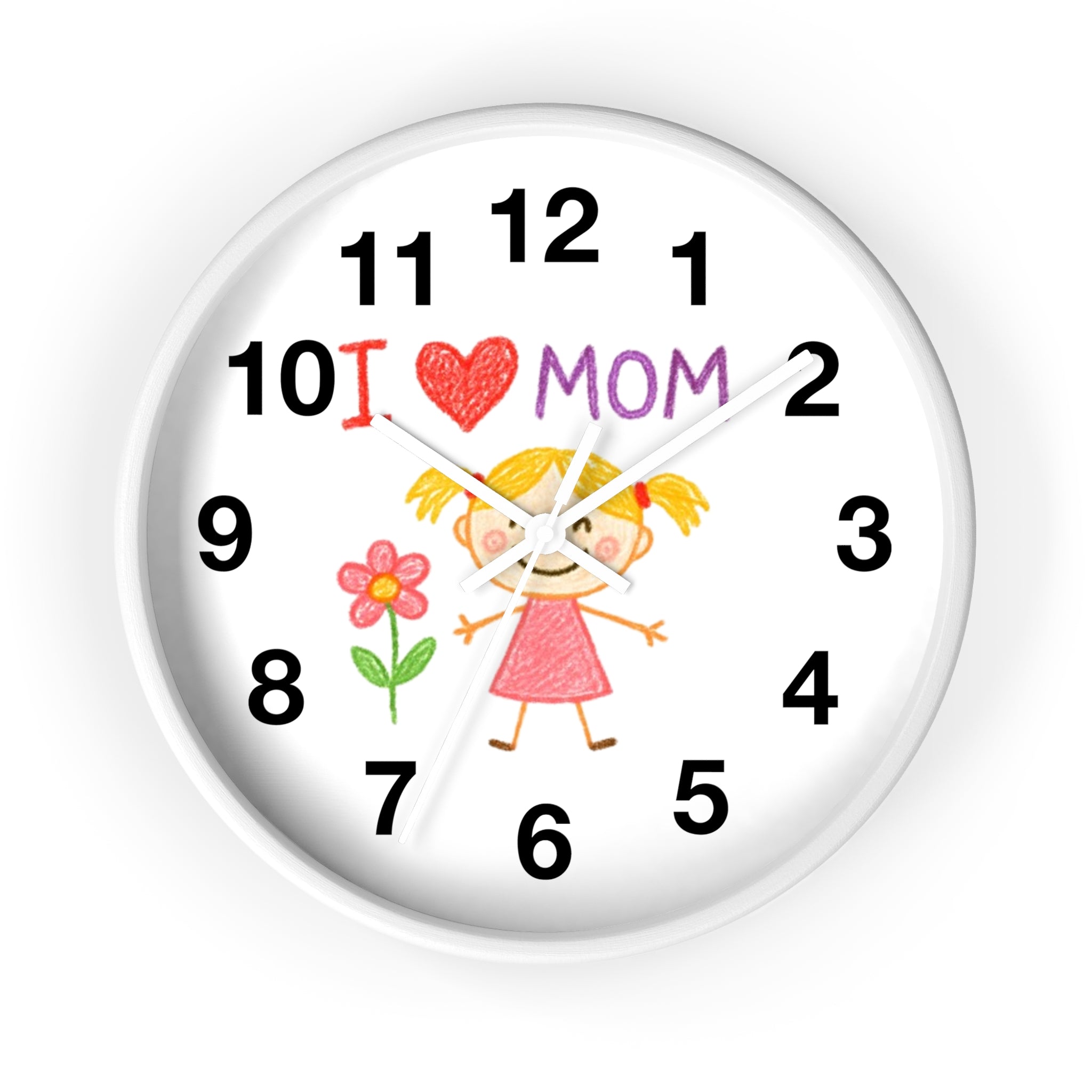 Custom Kids’ Art Cartoon Wall Clock – White, Black, or Wooden Frame