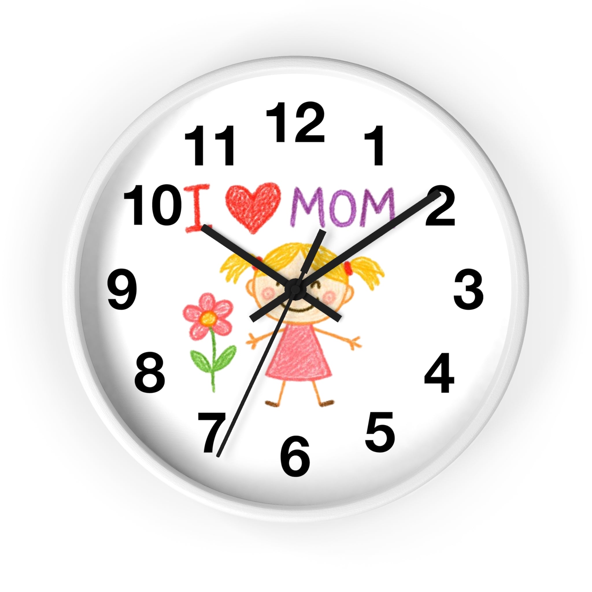 Custom Kids’ Art Cartoon Wall Clock – White, Black, or Wooden Frame