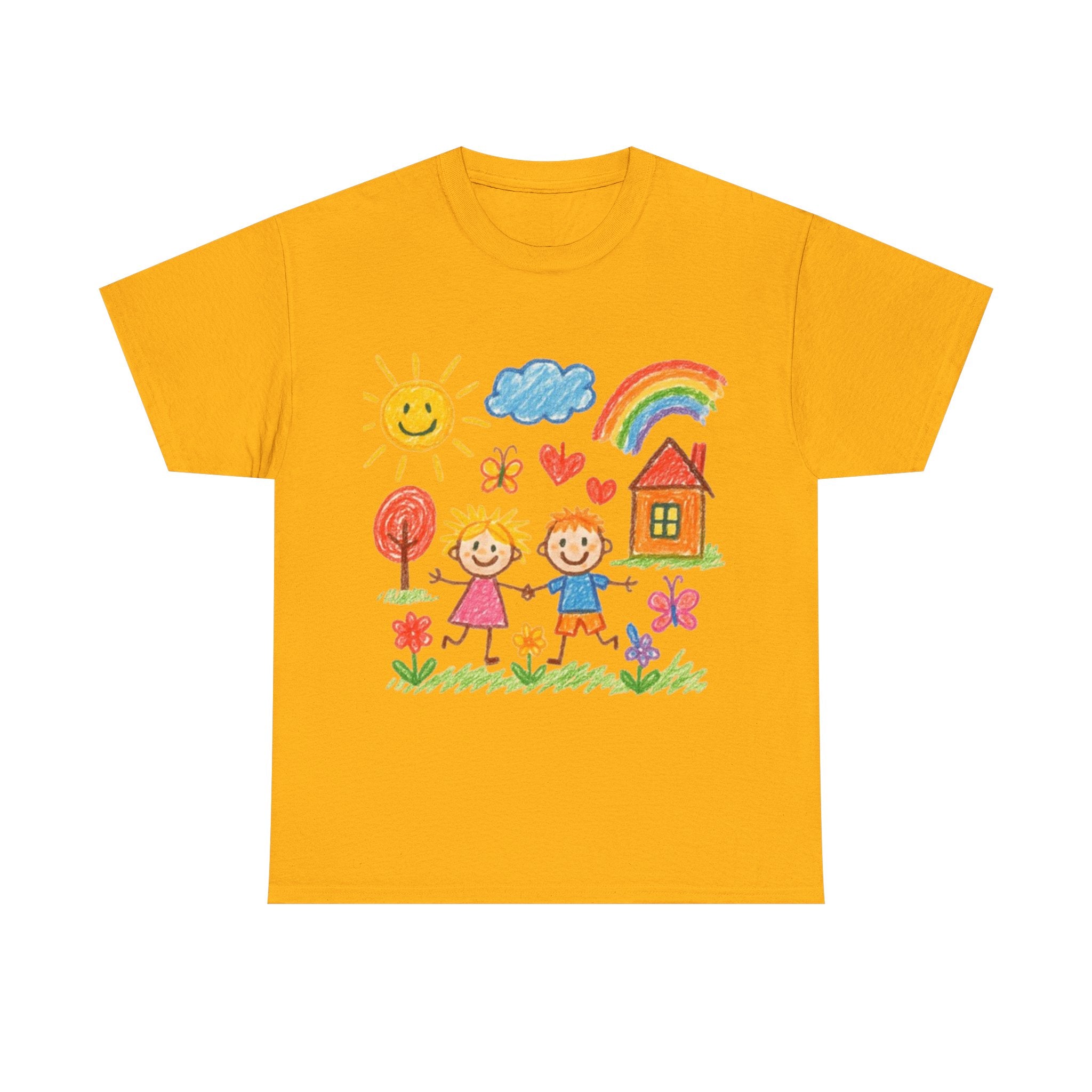 Unisex Custom Kids Drawing Heavy Cotton Tee Shirt - Personalized Family Gift