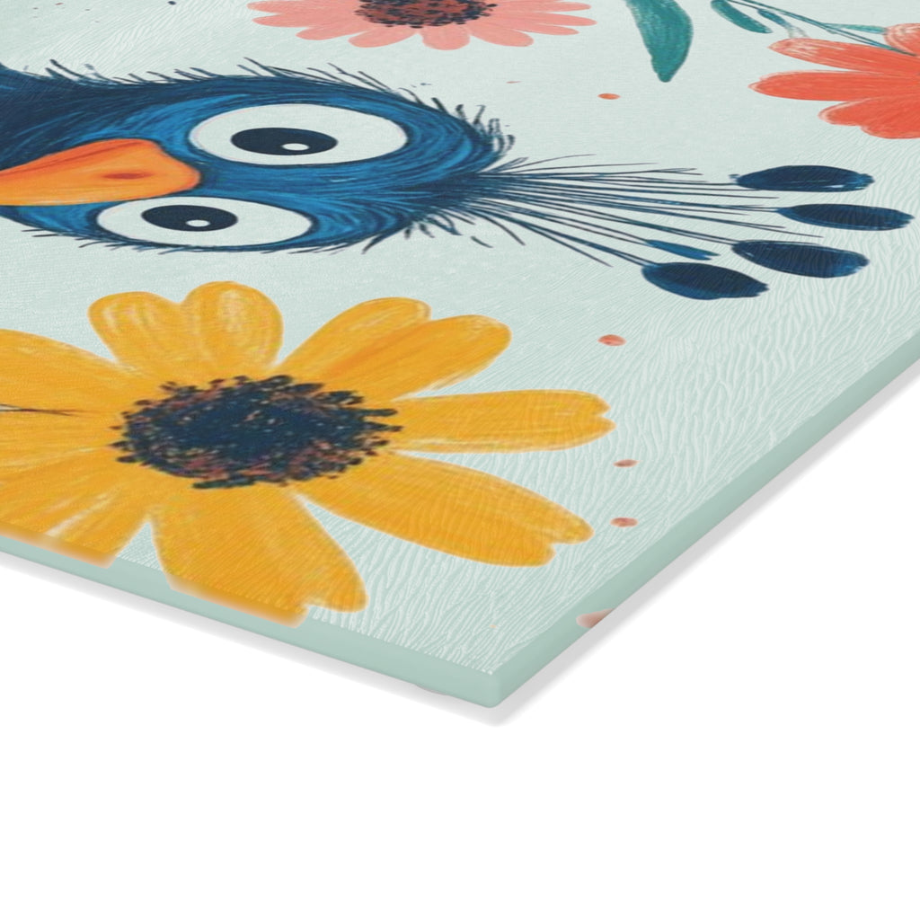 Colorful Peacock Glass Cutting Board - Vibrant Kitchen Decor, Unique Housewarming Gift