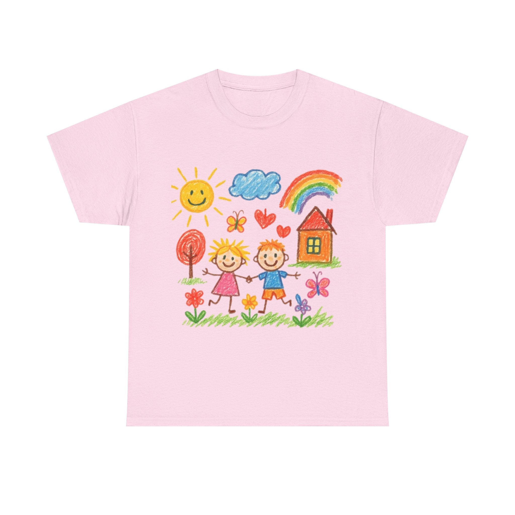 Unisex Custom Kids Drawing Heavy Cotton Tee Shirt - Personalized Family Gift