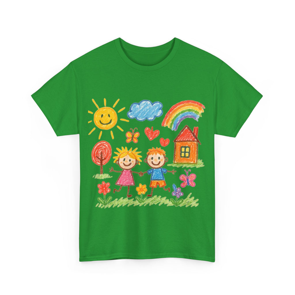 Unisex Custom Kids Drawing Heavy Cotton Tee Shirt - Personalized Family Gift