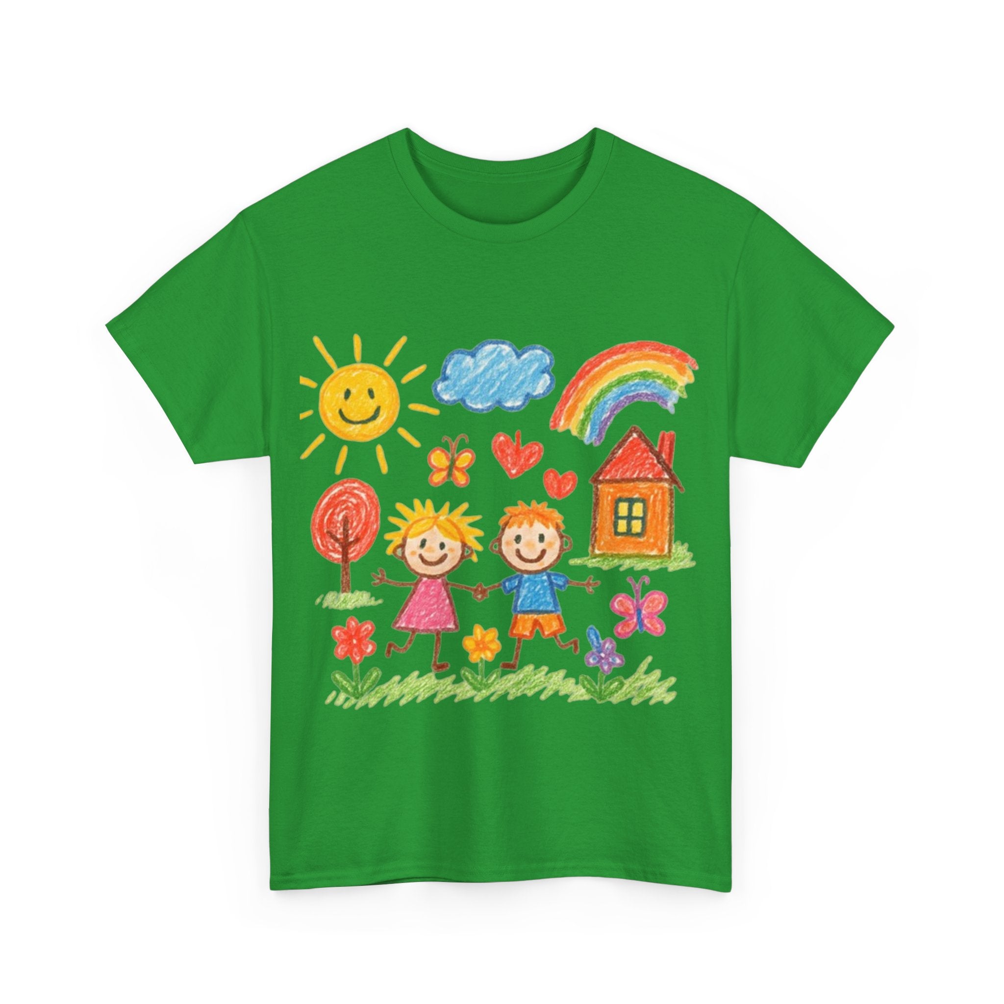 Unisex Custom Kids Drawing Heavy Cotton Tee Shirt - Personalized Family Gift