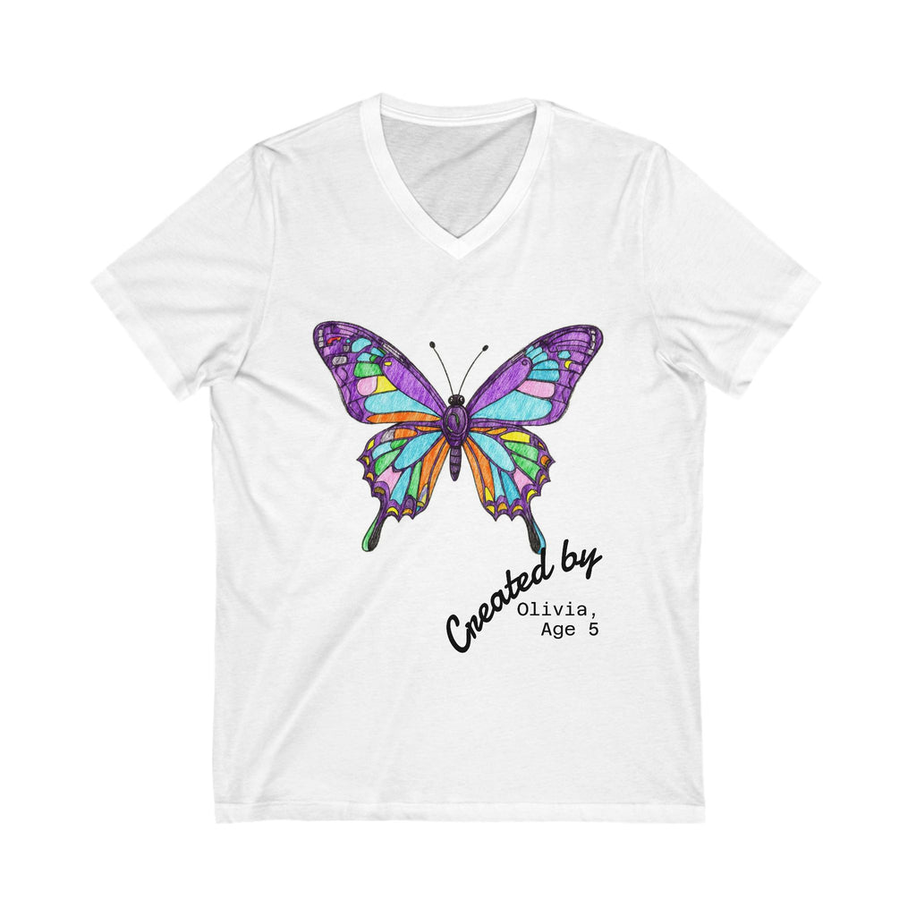 Personalized  Unisex Jersey  V-Neck Tee - Custom Short Sleeve T-Shirt Gift