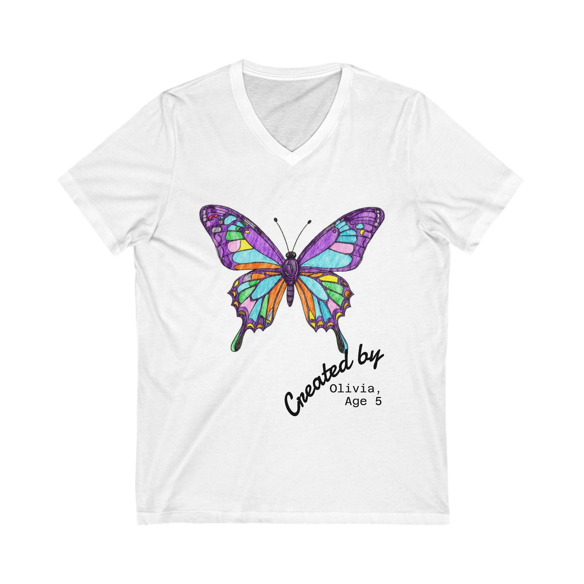 Personalized  Unisex Jersey  V-Neck Tee - Custom Short Sleeve T-Shirt Gift