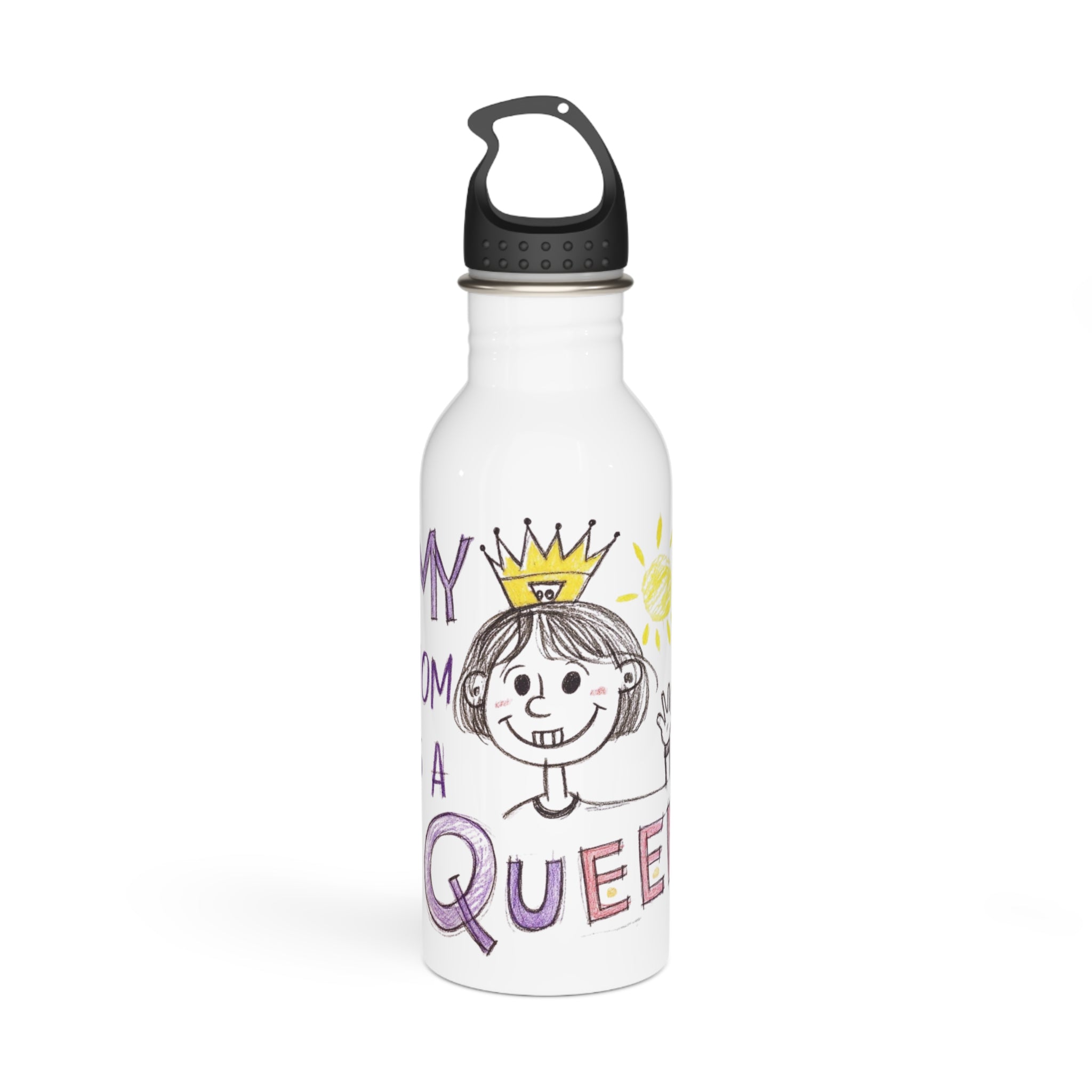 Women’s Custom Kids’ Art Water Bottle, Personalized Mom Gift, 20oz Steel