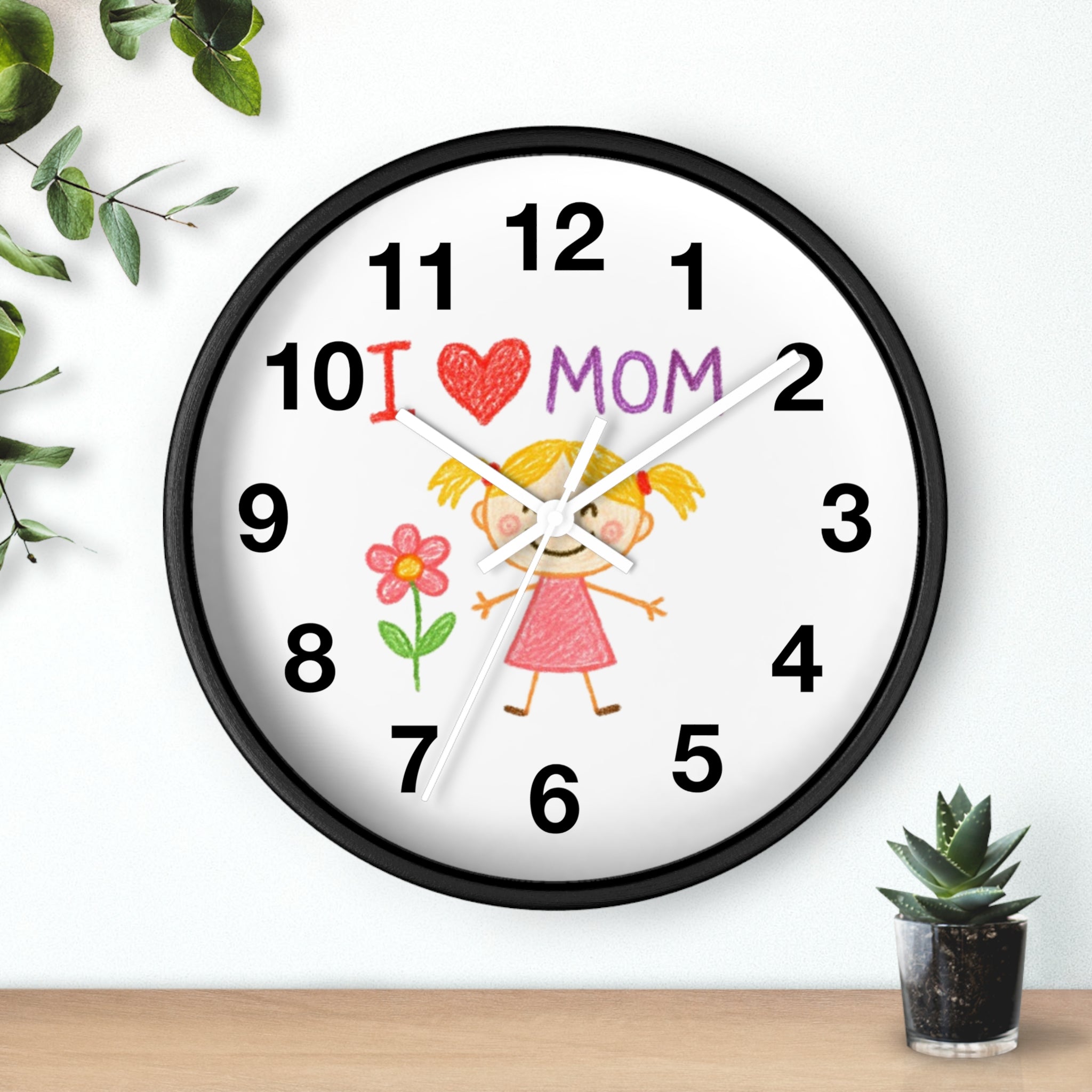 Custom Kids’ Art Cartoon Wall Clock – White, Black, or Wooden Frame