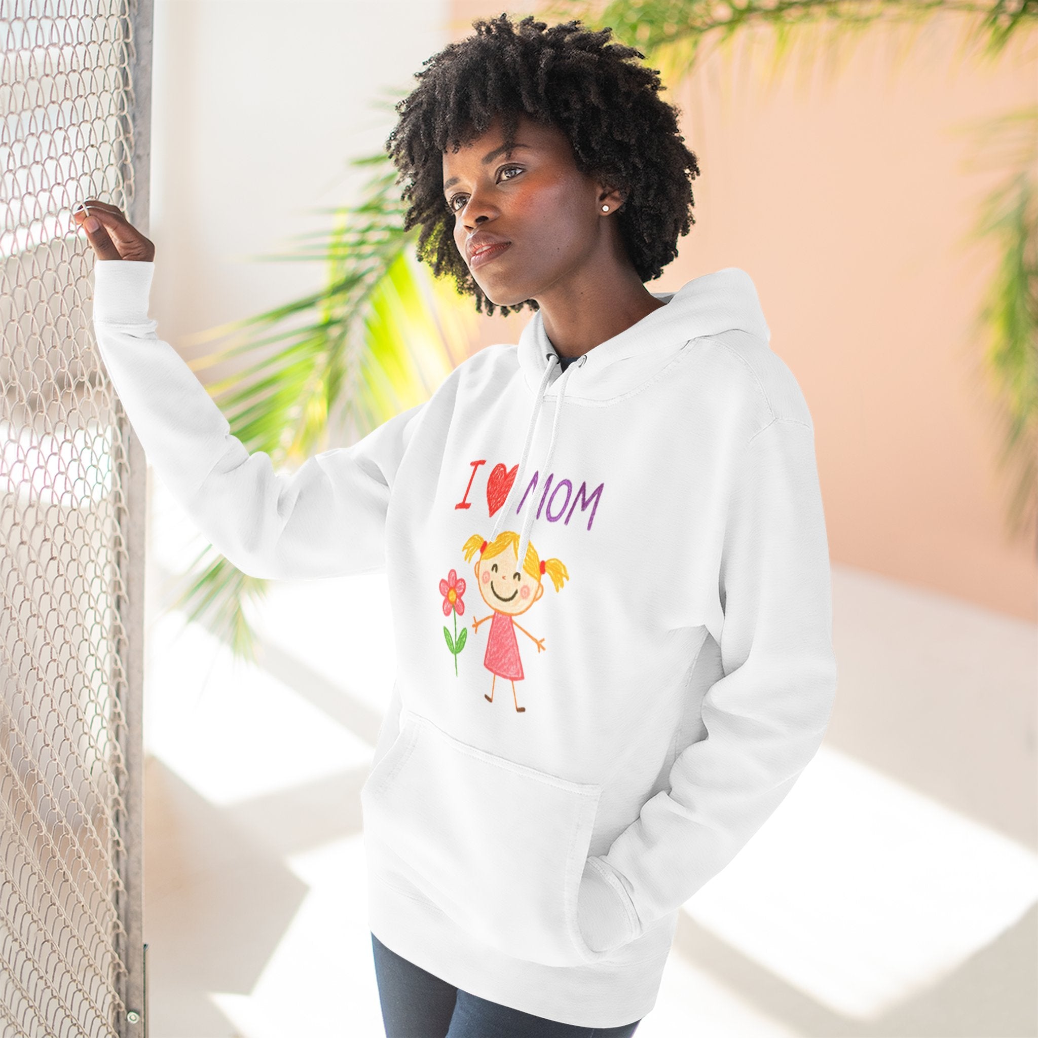 Adult Custom Fleece Hoodie with Kids Drawing