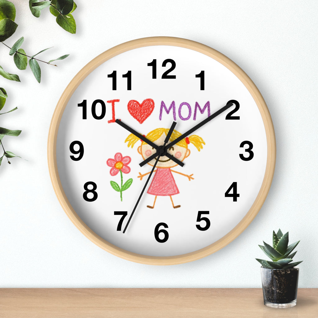 Custom Kids’ Art Cartoon Wall Clock – White, Black, or Wooden Frame