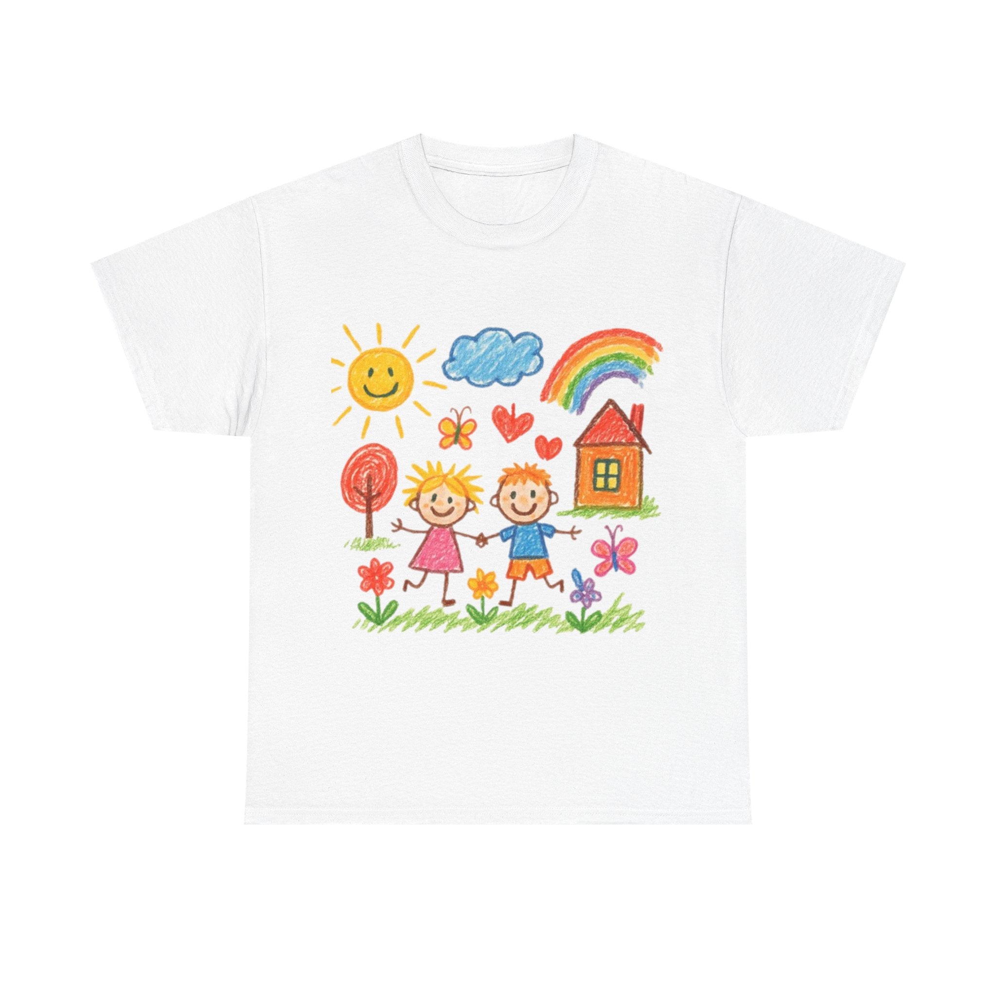 Unisex Custom Kids Drawing Heavy Cotton Tee Shirt - Personalized Family Gift