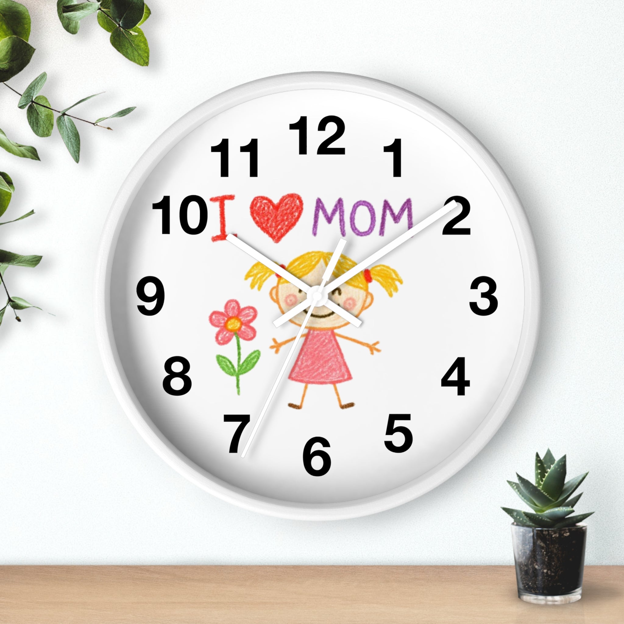 Custom Kids’ Art Cartoon Wall Clock – White, Black, or Wooden Frame